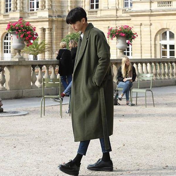 super long over knee thick warm men's loose woolen windbreaker fashion coat, Tan;black
super long over knee thick warm men's loose woolen windbreaker fashion coat, Tan;black