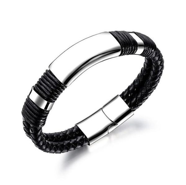 bangle punk fashion alloy leather braided bracelet magnetic buckle single layer men's, Black
bangle punk fashion alloy leather braided bracelet magnetic buckle single layer men's, Black