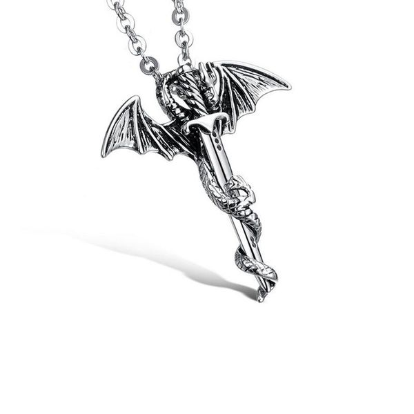 pendant necklaces authentic pterosaur with sword necklace for man titanium steel, Silver
pendant necklaces authentic pterosaur with sword necklace for man titanium steel, Silver