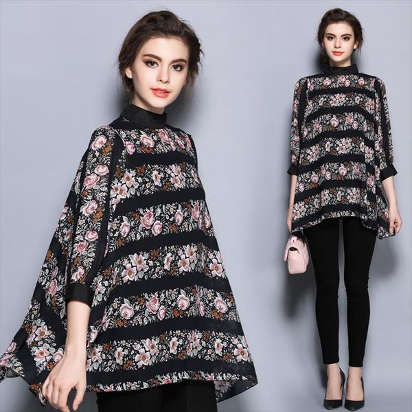 plus size black elegant shirts blouses women stand collar floral print silk blouse bohemian batwing sleeve, White
plus size black elegant shirts blouses women stand collar floral print silk blouse bohemian batwing sleeve, White