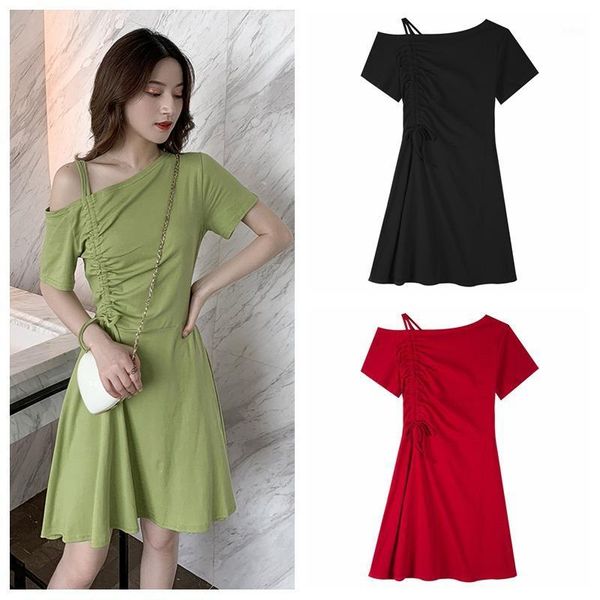 women's asymmetrical collar short sleeve solid casual drawstring cold shoulder a-line dress1, Black;gray
women's asymmetrical collar short sleeve solid casual drawstring cold shoulder a-line dress1, Black;gray