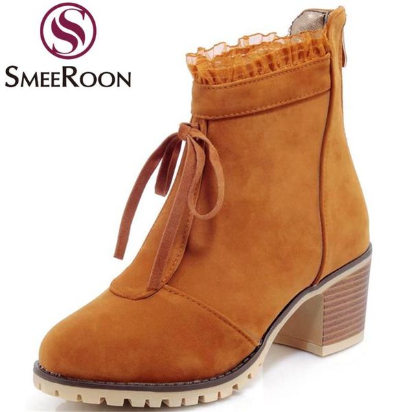 smeeroon restoring thick high heels boots bowtie after the zipper winter boots round toe ankle woman's shoes, Black
smeeroon restoring thick high heels boots bowtie after the zipper winter boots round toe ankle woman's shoes, Black
