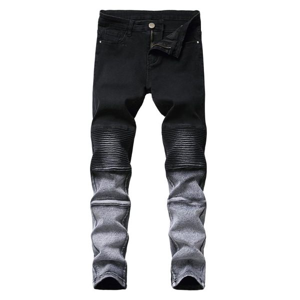 men's jeans mens fashion denim pants gradient color pleated biker slim black stretch male trousers, Blue
men's jeans mens fashion denim pants gradient color pleated biker slim black stretch male trousers, Blue