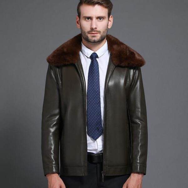 autumn and winter new men's fashion business casual sheep skin jackets male plus velvet fur collar leather jacket, Black
autumn and winter new men's fashion business casual sheep skin jackets male plus velvet fur collar leather jacket, Black
