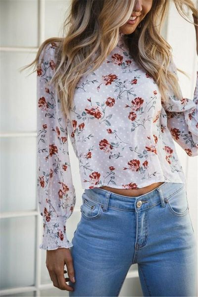 women's blouses & shirts fashion women casual holiday ladies slim shirt blouse loose lantern sleeve floral chiffon elegant female blus, White
women's blouses & shirts fashion women casual holiday ladies slim shirt blouse loose lantern sleeve floral chiffon elegant female blus, White