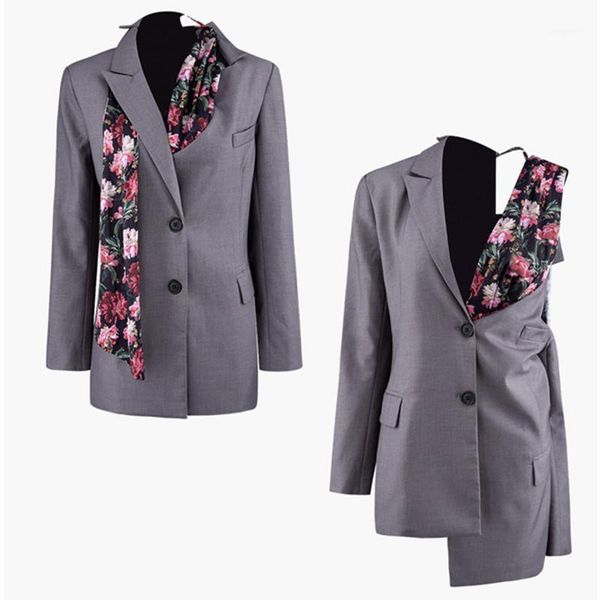 europe fashion women suit jacket autumn new 2019 print stitching ladies jacket irregular casual women clothing x5041, Black;brown
europe fashion women suit jacket autumn new 2019 print stitching ladies jacket irregular casual women clothing x5041, Black;brown