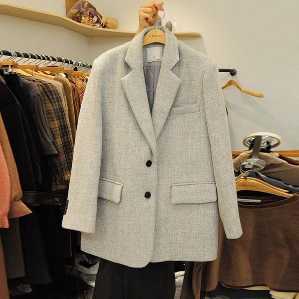 women's suits & blazers 2021 winter thick coat elegant single breasted loose female suit blazer fashion ladies woolen jacket, White;black
women's suits & blazers 2021 winter thick coat elegant single breasted loose female suit blazer fashion ladies woolen jacket, White;black