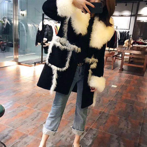 coat, women's natural clothes, 2020, winter jacket for women, sheep's hair cut, royal mongolian sheepskin, fur collar, g5e1, Black
coat, women's natural clothes, 2020, winter jacket for women, sheep's hair cut, royal mongolian sheepskin, fur collar, g5e1, Black