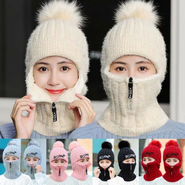 cap women winter pom hat mask scarf neck thickened plush wool knit ladies knitted warm hats
cap women winter pom hat mask scarf neck thickened plush wool knit ladies knitted warm hats