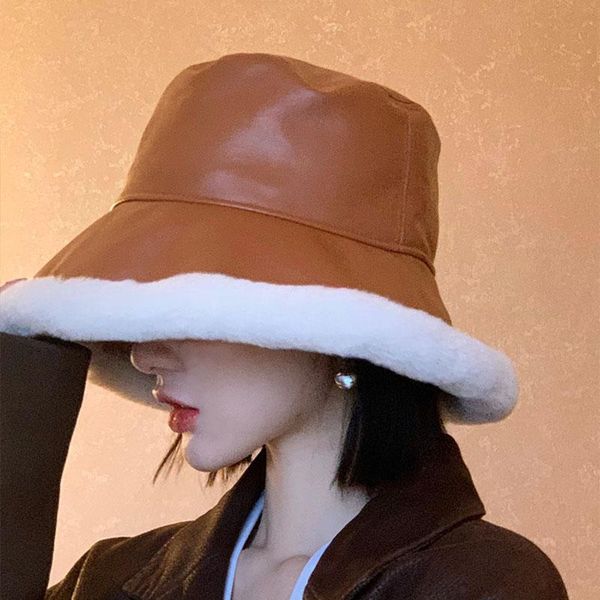 hat winter women's bucket hats women pu leather panama hat thick warm plush fisherman cap for girl crimping basin kapelusz, Blue;gray
hat winter women's bucket hats women pu leather panama hat thick warm plush fisherman cap for girl crimping basin kapelusz, Blue;gray