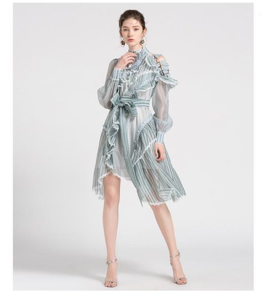 work dresses women's dress 2021 summer celebrity party green long-sleeved striped lace ruffle vestidos fashion w + suit1, White;black
work dresses women's dress 2021 summer celebrity party green long-sleeved striped lace ruffle vestidos fashion w + suit1, White;black