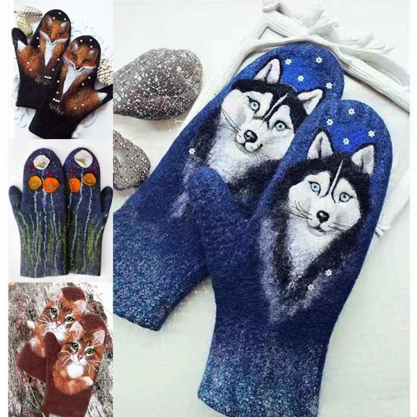 women winter faux cashmere full finger gloves colorful floral wolf cat animal 3d print thicken warm outdoor windproof gifts, Blue;gray
women winter faux cashmere full finger gloves colorful floral wolf cat animal 3d print thicken warm outdoor windproof gifts, Blue;gray