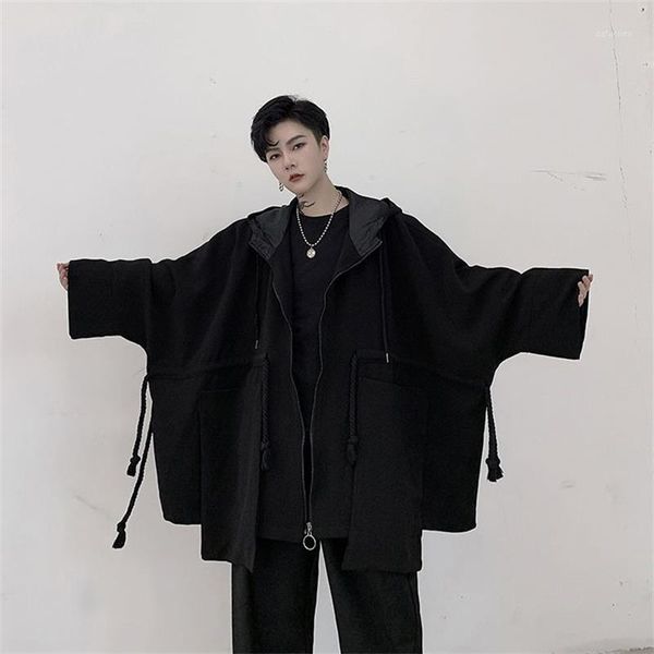 men's windbreaker spring and autumn wear personality drawstring man oversize loose bat sleeve windbreaker cape men coat trend1, Tan;black
men's windbreaker spring and autumn wear personality drawstring man oversize loose bat sleeve windbreaker cape men coat trend1, Tan;black