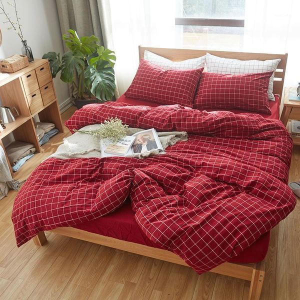 bedding sets 4pcs 100% cotton elegant bedroom series bright red checks duvet doona cover and solid color fitted sheet set1
bedding sets 4pcs 100% cotton elegant bedroom series bright red checks duvet doona cover and solid color fitted sheet set1