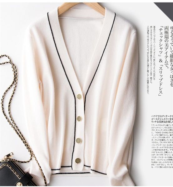 21 new fashion women's designer buttons cardigan women's v-neck matching color sweater long sleeve loose light-weight sweater swea, White;black
21 new fashion women's designer buttons cardigan women's v-neck matching color sweater long sleeve loose light-weight sweater swea, White;black