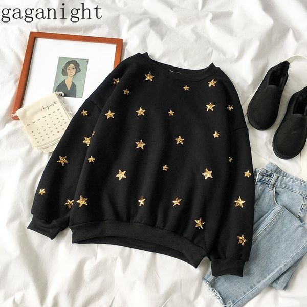 gaganight sequin stars fashion women hoody blingbling sweatershirt long sleeve o neck casual loose outwear female fleece 201201, Black
gaganight sequin stars fashion women hoody blingbling sweatershirt long sleeve o neck casual loose outwear female fleece 201201, Black
