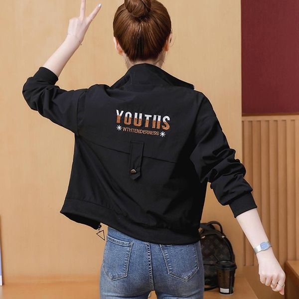 women's jackets 2021 fashion autumn women bomber jacket embroidery baseball coats long sleeve female short basic black outerwear clothe, Black;brown
women's jackets 2021 fashion autumn women bomber jacket embroidery baseball coats long sleeve female short basic black outerwear clothe, Black;brown