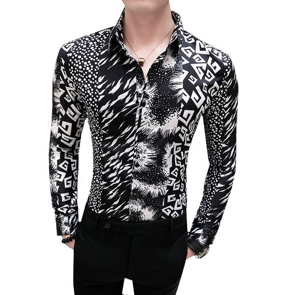spring men's shirt british style casual long sleeve korean leopard floral slim fit dress shirts streetwear social clothes, White;black
spring men's shirt british style casual long sleeve korean leopard floral slim fit dress shirts streetwear social clothes, White;black