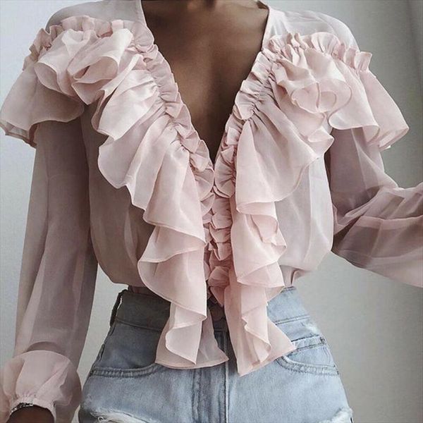 fashion womens shirts ladies long sleeve plain casual ruffled frill casual v neck blouse women clothes, White
fashion womens shirts ladies long sleeve plain casual ruffled frill casual v neck blouse women clothes, White