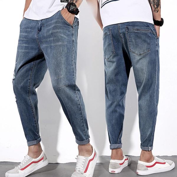 oversize jeans new nine-point ripped pants loose thin nine-point jeans large size stretch harem pants men, Blue
oversize jeans new nine-point ripped pants loose thin nine-point jeans large size stretch harem pants men, Blue