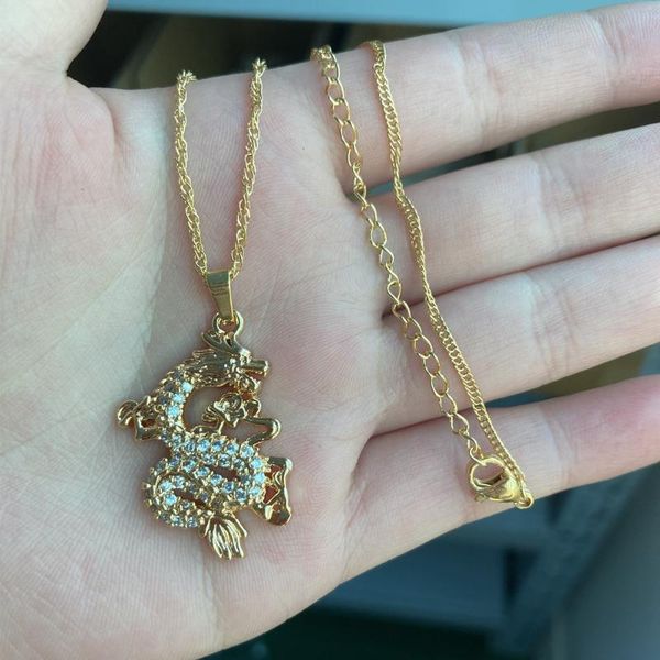 fashion gold color chain chinese dragon pendant necklaces for women men hip hop zircon mascot ornaments lucky symbol jewelrygift, Silver
fashion gold color chain chinese dragon pendant necklaces for women men hip hop zircon mascot ornaments lucky symbol jewelrygift, Silver