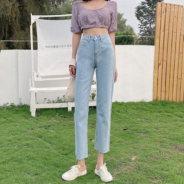 chic korean version of slim straight straight pants women trouser hem high waist jeans1, Blue
chic korean version of slim straight straight pants women trouser hem high waist jeans1, Blue