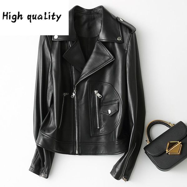 female genuine streetwear jacket 2020 autumn spring casual fashion vintage fit sheepskin real leather coat 22051, Black
female genuine streetwear jacket 2020 autumn spring casual fashion vintage fit sheepskin real leather coat 22051, Black