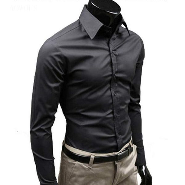 men's stylish casual solid color slim fit shirt long sleeve business top, White;black
men's stylish casual solid color slim fit shirt long sleeve business top, White;black