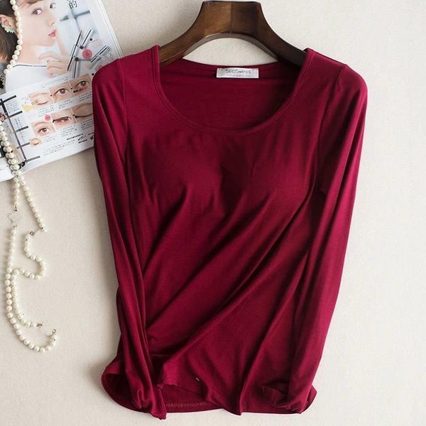 bra padded basic t-shirt women modal long sleeve o neck solid tee shirt built in bra casual soft breathable tee, White
bra padded basic t-shirt women modal long sleeve o neck solid tee shirt built in bra casual soft breathable tee, White