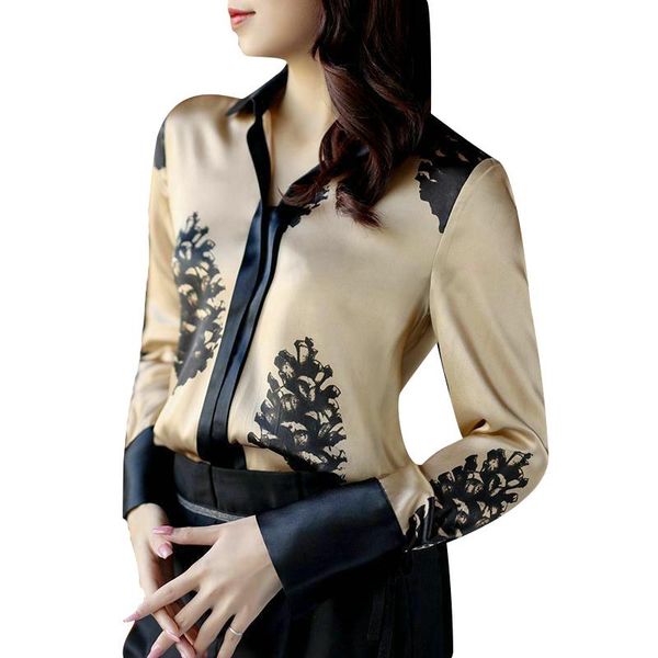 women's blouses & shirts spring autumn style chiffon v-neck printed vintage korean slim sp583, White
women's blouses & shirts spring autumn style chiffon v-neck printed vintage korean slim sp583, White