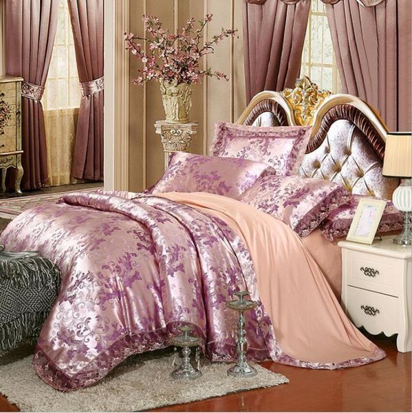 europe jacquard silk cotton bedding set luxury embroidery bed linen lace satin duvet cover bed sheet pillowcases king size
europe jacquard silk cotton bedding set luxury embroidery bed linen lace satin duvet cover bed sheet pillowcases king size