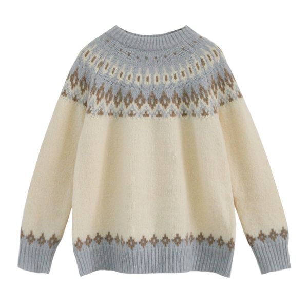 harajuku winter fashion vintage women geometric print o-neck pullover long sleeve loose knitted oversize sweater female y200722, White;black
harajuku winter fashion vintage women geometric print o-neck pullover long sleeve loose knitted oversize sweater female y200722, White;black