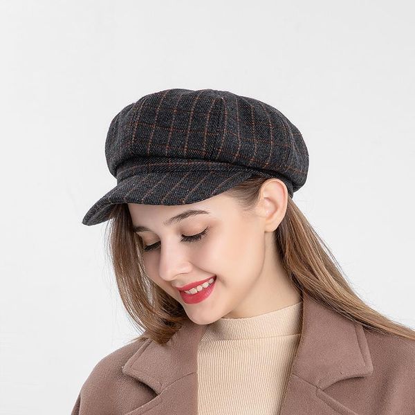 berets women woolen classic lattice winter beret autumn octagonal sboy painters cap french retro design art hat harajuku flat, Blue;gray
berets women woolen classic lattice winter beret autumn octagonal sboy painters cap french retro design art hat harajuku flat, Blue;gray