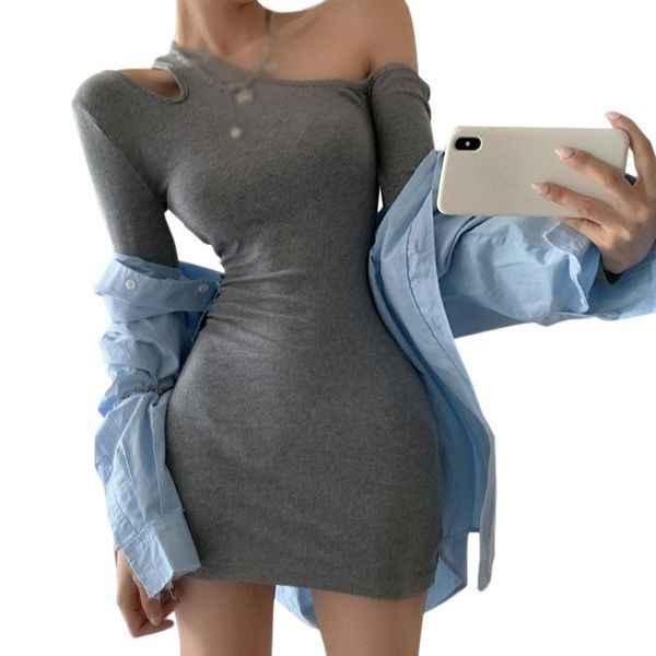 korean dress skew collar hollow vestido de mujer nightclub slim long sleeve solid color canonicals, Black;gray
korean dress skew collar hollow vestido de mujer nightclub slim long sleeve solid color canonicals, Black;gray