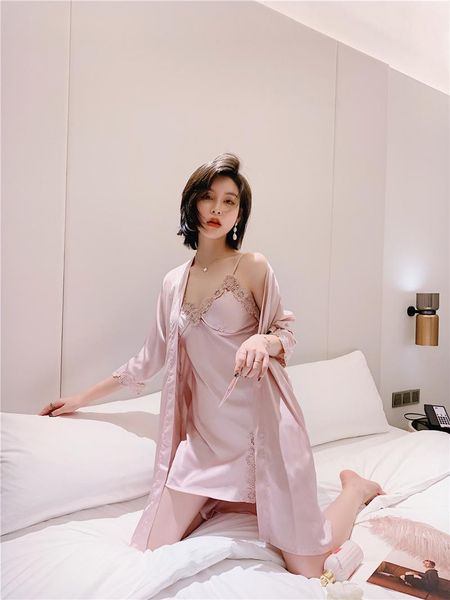 women's sleepwear women satin lace pink intimate set 2pcs nightgown with chest pad suspenders nightdress, Black;red
women's sleepwear women satin lace pink intimate set 2pcs nightgown with chest pad suspenders nightdress, Black;red