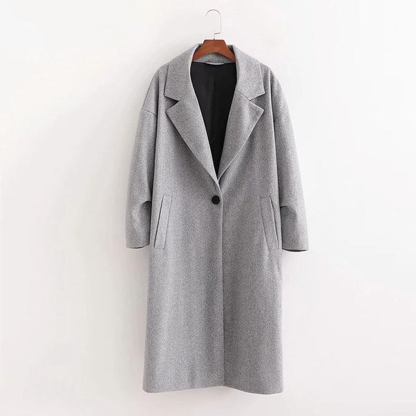 women new elegant solid color a buckle lapel overcoat female suitable for work lined long coat, Black
women new elegant solid color a buckle lapel overcoat female suitable for work lined long coat, Black