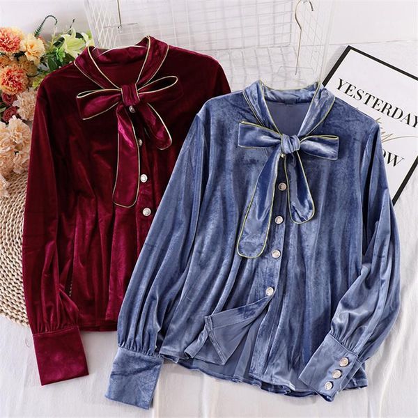 singrain women retro velour blouse korean winter bow collar long sleeve button autumn fashion solid office velvet blouses1, White
singrain women retro velour blouse korean winter bow collar long sleeve button autumn fashion solid office velvet blouses1, White