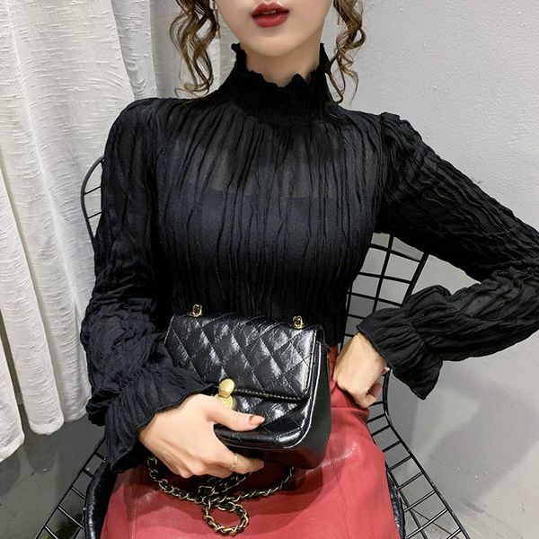new elegant fashion women spring autumn half high neck wrinkle bottoming t shirt inner long sleeve t-shirt, White
new elegant fashion women spring autumn half high neck wrinkle bottoming t shirt inner long sleeve t-shirt, White