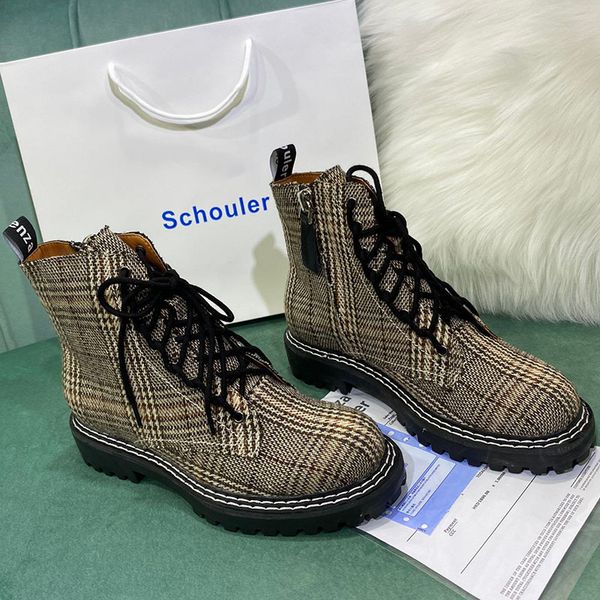 new york brand usa women martin boots luxurys designers shoes schouler plaid fashion show cowskin snow boots 3 colors, Black
new york brand usa women martin boots luxurys designers shoes schouler plaid fashion show cowskin snow boots 3 colors, Black