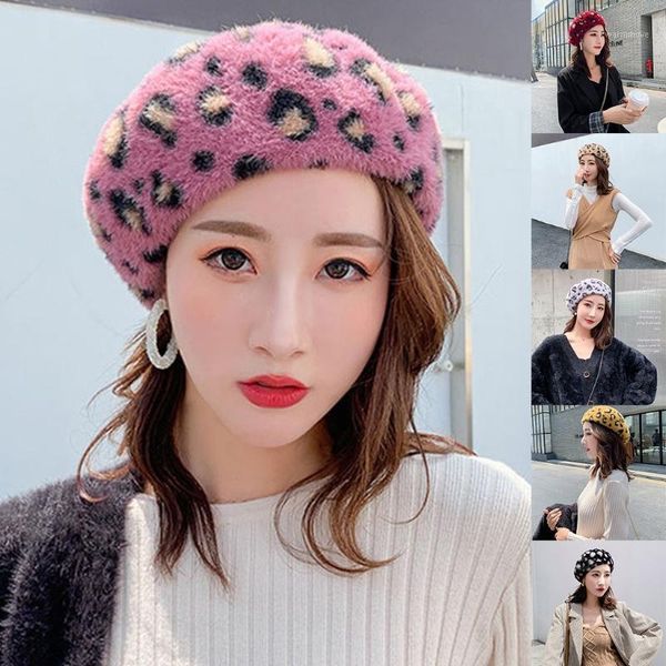 women french style plush beret cap vintage leopard print warm painter beanie hat1, Blue;gray
women french style plush beret cap vintage leopard print warm painter beanie hat1, Blue;gray