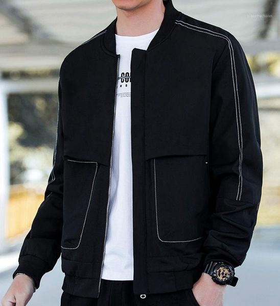 2020 new men autumn new loose casual handsome all-match stand collar men's coat 99111, Black;brown
2020 new men autumn new loose casual handsome all-match stand collar men's coat 99111, Black;brown