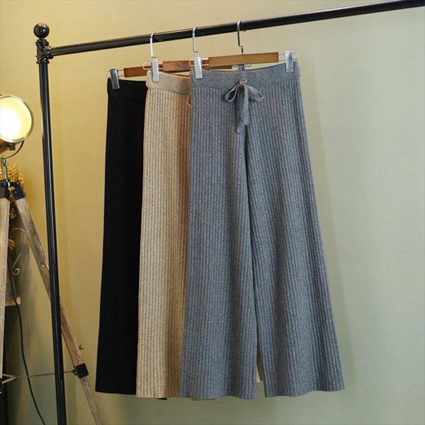 women knitted wide leg pants new thick warm fashion autumn winter trousers elastic high waist female casual loose pant, Black;white
women knitted wide leg pants new thick warm fashion autumn winter trousers elastic high waist female casual loose pant, Black;white