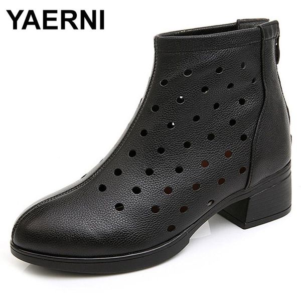 boots yaerni ankle zipper shoes hollow out fashion ladies high heels round toes genuine leather summer plus size 34-42, Black
boots yaerni ankle zipper shoes hollow out fashion ladies high heels round toes genuine leather summer plus size 34-42, Black