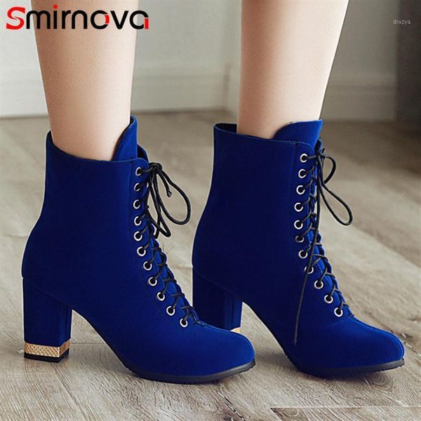 smirnova new arrive women's winter boots flock lace up shoes round toe 2020 ladies ankle boots female high heels1, Black
smirnova new arrive women's winter boots flock lace up shoes round toe 2020 ladies ankle boots female high heels1, Black