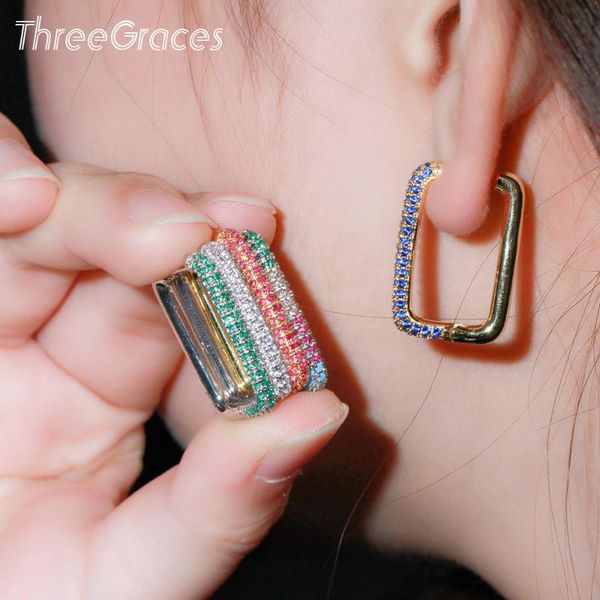 ThreeGraces Chic Simple Rectangle Shape Gold Color Hoop Earrings for Women Blue Red CZ Crystal Fashion Engagement Jewelry ER546, Golden;silver
ThreeGraces Chic Simple Rectangle Shape Gold Color Hoop Earrings for Women Blue Red CZ Crystal Fashion Engagement Jewelry ER546, Golden;silver