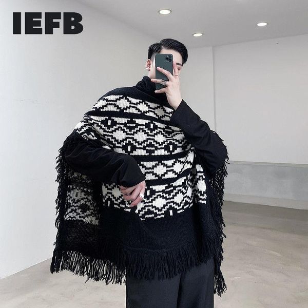iefb new geometric pattern turtleneck split tassel hem black kint sweater for men loose causal design kintwear autumn 9y4664, White;black
iefb new geometric pattern turtleneck split tassel hem black kint sweater for men loose causal design kintwear autumn 9y4664, White;black