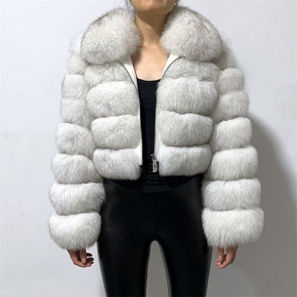 rf1982 winter woman's fashion short style slim fit zipper real fox fur jacket 201212, Black 
rf1982 winter woman's fashion short style slim fit zipper real fox fur jacket 201212, Black