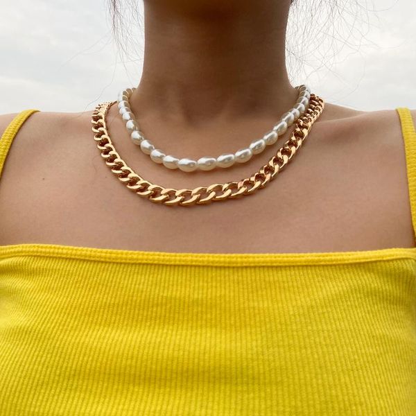 chains 2pcs punk steam gothic chain double layer imitation color pearl thick necklace women fashion girl party jewelry, Silver
chains 2pcs punk steam gothic chain double layer imitation color pearl thick necklace women fashion girl party jewelry, Silver