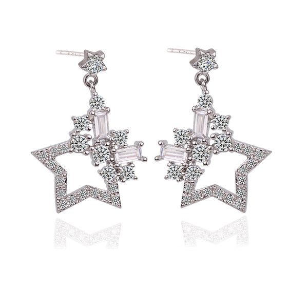 925 sterling silver wild cute temperament star earrings female short five-pointed star flower earrings