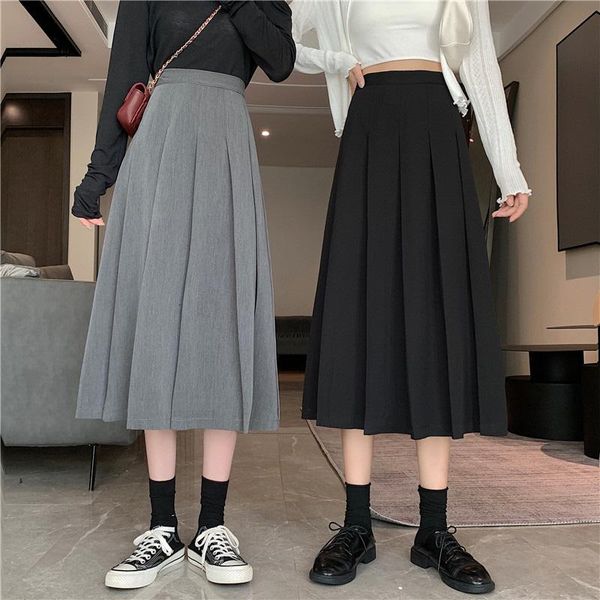pleated skirt women autumn winter vintage high waist grey black skirt ladies 2020 long wild maxi elascity casual party
pleated skirt women autumn winter vintage high waist grey black skirt ladies 2020 long wild maxi elascity casual party